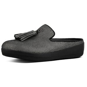 FitFlop Superskate Women's 7 Houndstooth Tassel Loafer Mule Slip On Comfort